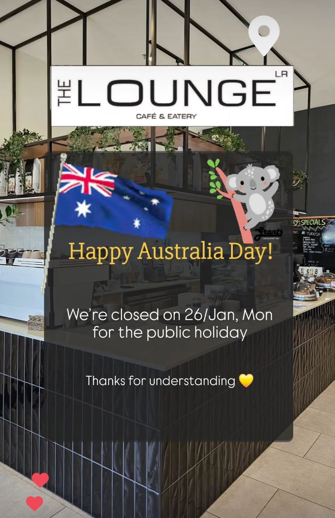 Australia Day closure notice